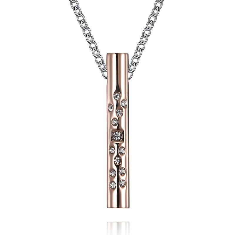 Engraved Vertical Bar Unisex Pendant Necklace