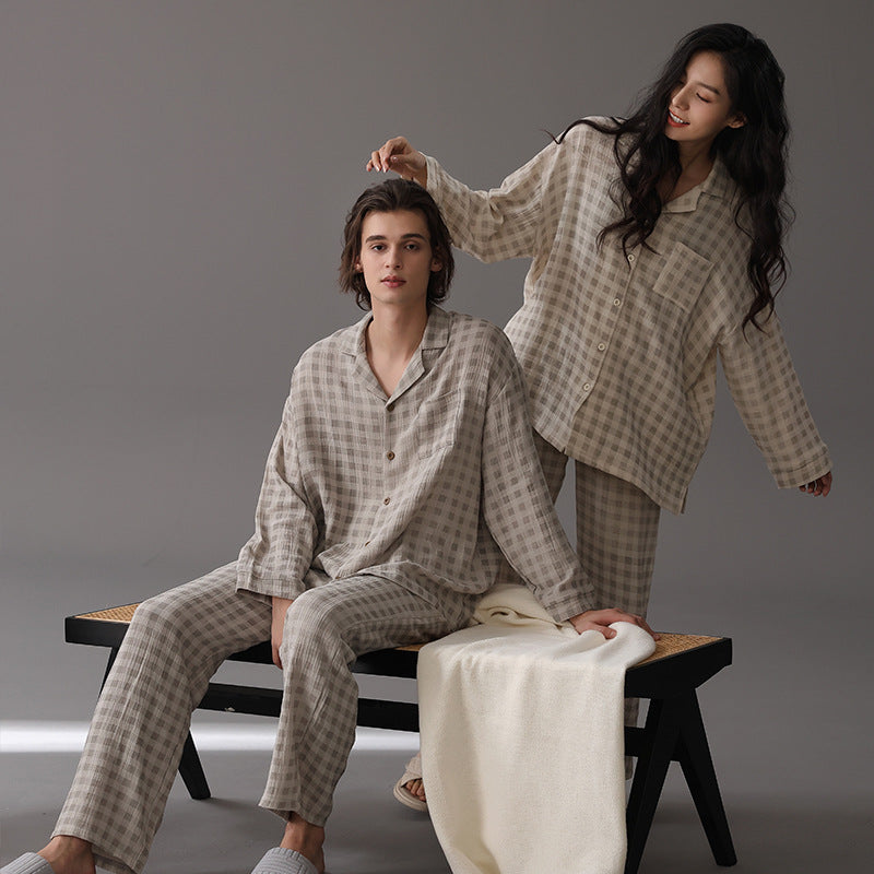 Checkered Pajamas Set for Couples - A-grade Cotton