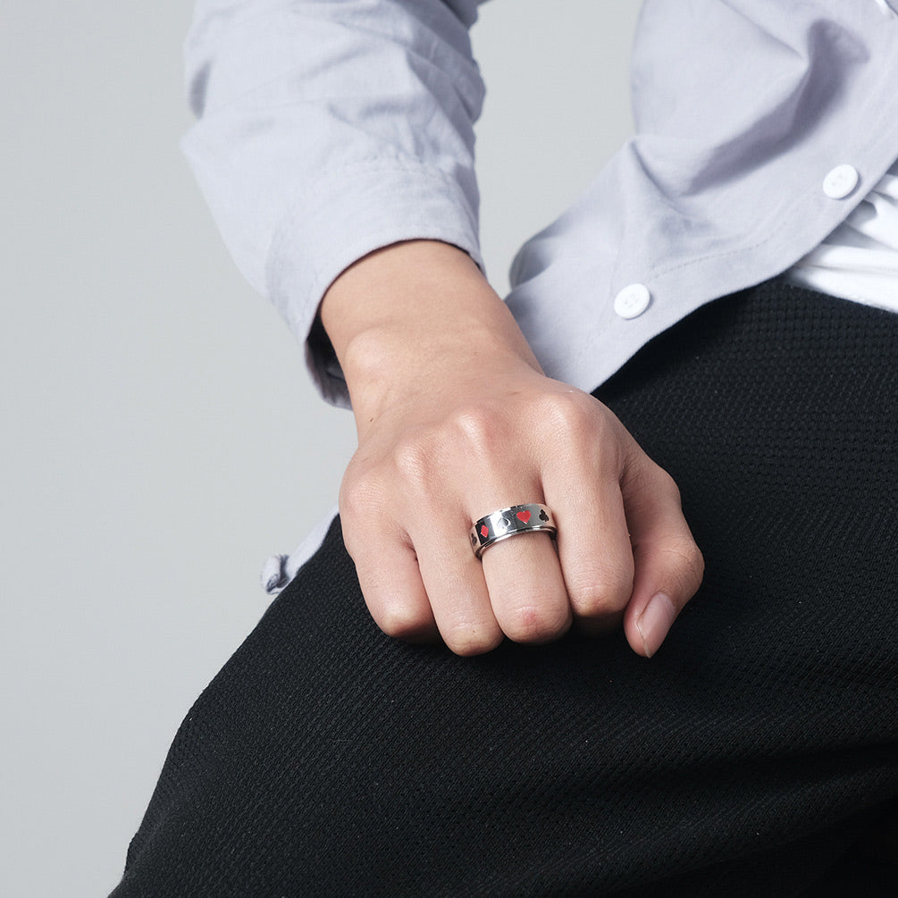 Engraved Spinning Fidget Mens Ring