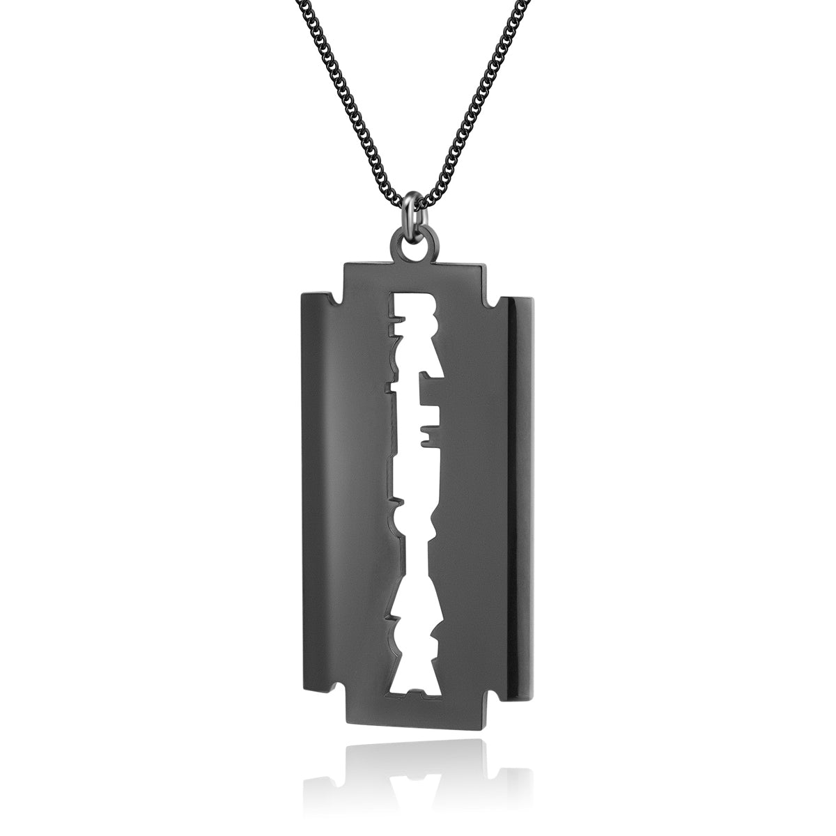 Engraved Blade Shaped Necklace Gift for Barber