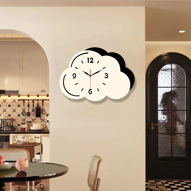 Clouds Shaped Silent Wall Décor Clock – Whimsical and Serene Design