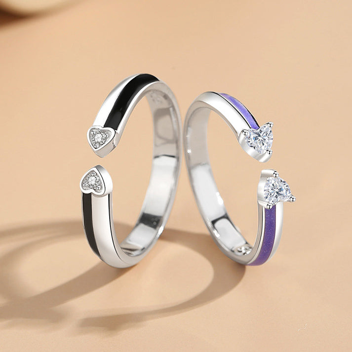 Custom Hearts Engagement Rings Set for Two