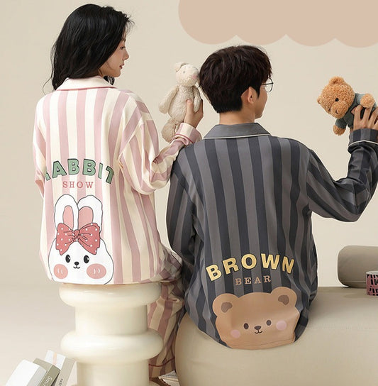 Cute Bear Matching PJs Nightwear Set for Married Couples