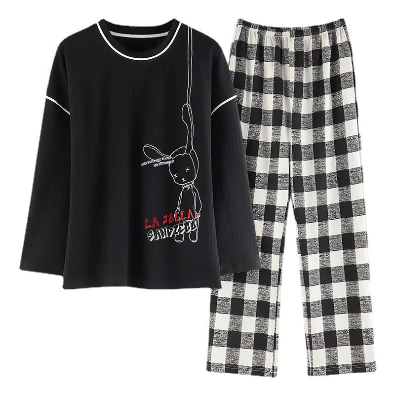 Gullei™ Casual Plaid Pullover Pajamas Set Pure Cotton