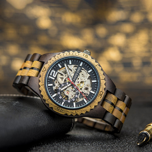 Customized Wood Mechanical Couple Watch Set