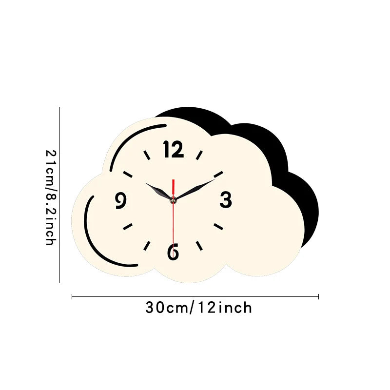 Clouds Shaped Silent Wall Décor Clock – Whimsical and Serene Design