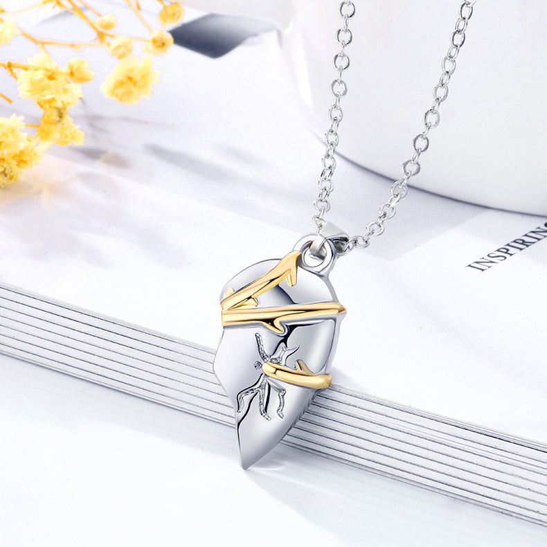 Engravable Magnetic Hearts Halloween Fun Couple Jewelry Set