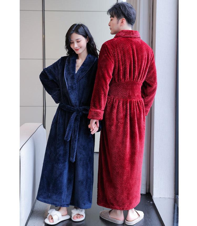 Thickened Flannel Matching Nightgown Set for 2