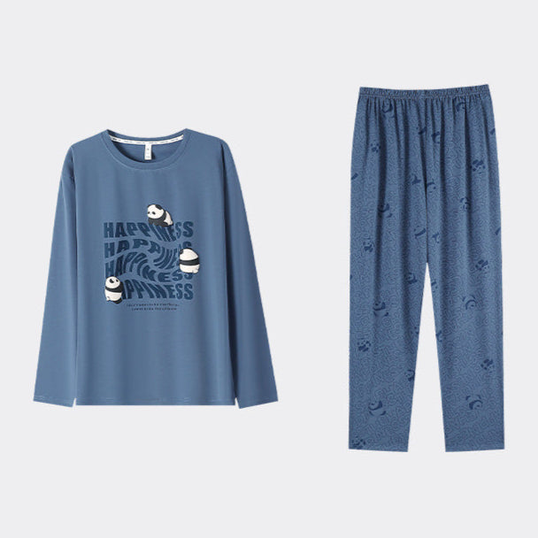 4-Piece Panda Asian Style PJs Set for Couples