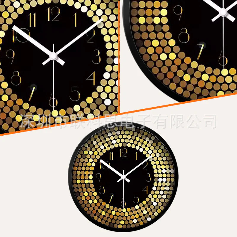 Silent Wall Clock – Glass Front Gold Dots, 30 cm