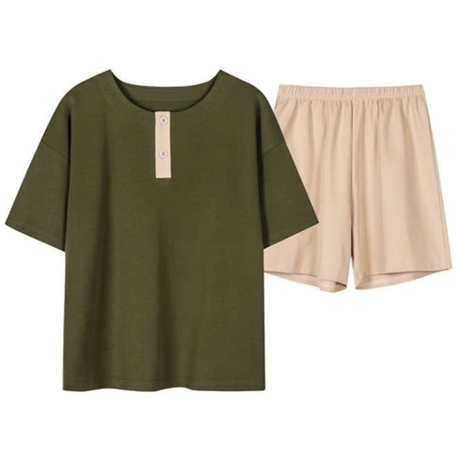 Short Sleeve Summer Pajamas for Couples Pure Cotton