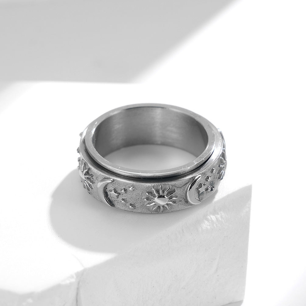 Sun and Moon Fidget Ring for Men