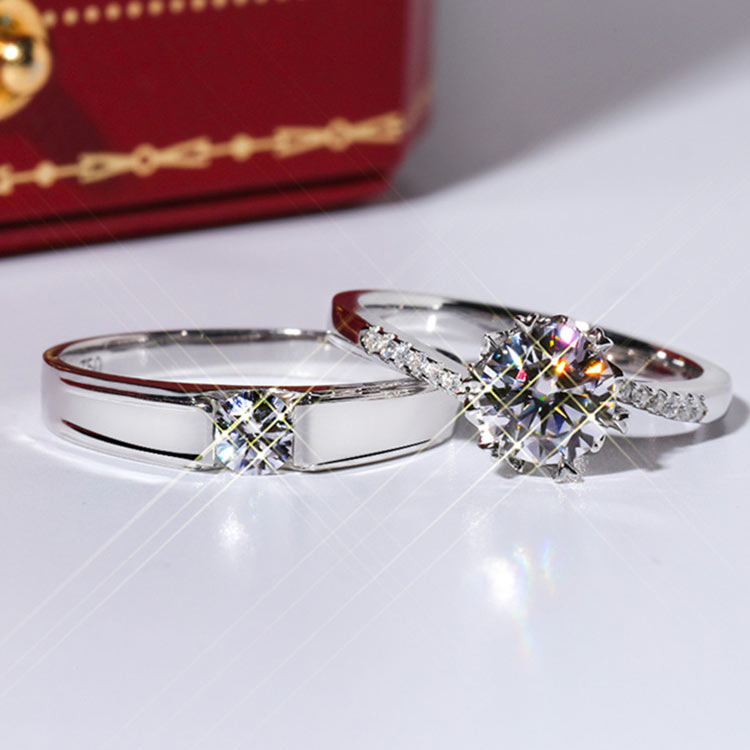0.8 Carat Moissanite Couple Rings Set for 2