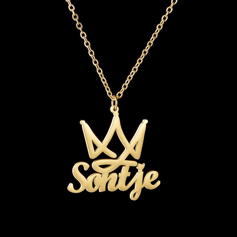 Hiphop Crown Personalized Name Necklace