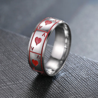 Custom Engraved Ace of Hearts Ring for Her