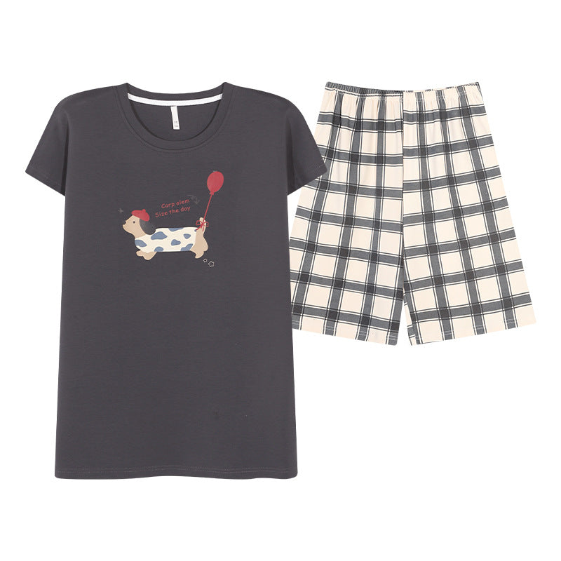 Cute Dachshund Couple Pajamas - Cotton Summer Set w/ Bra