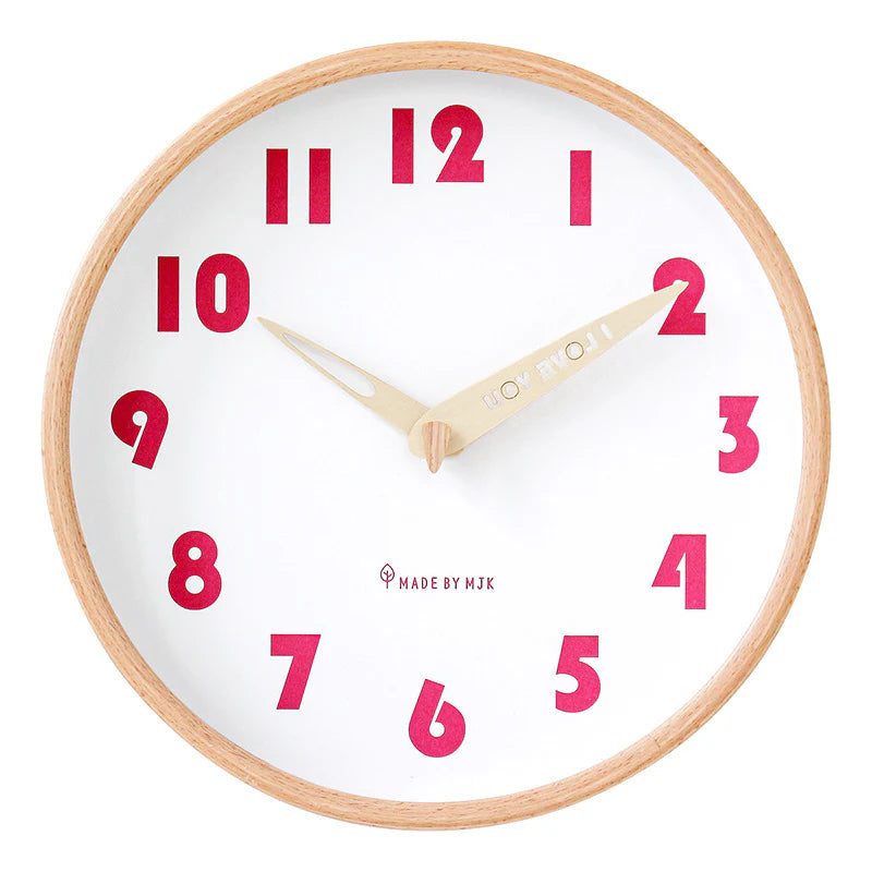 Classroom Silent Wall Clock – Solid Wood, 12" (Non-Ticking)