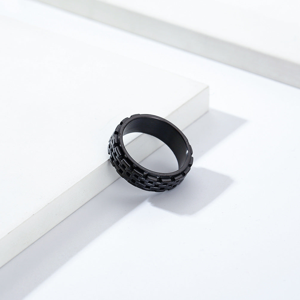 Engraved 3D Beveled Mens Wedding Band