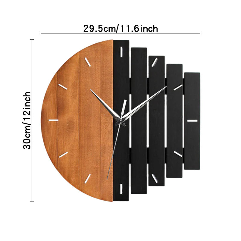 Unique Wooden Analog Silent Wall Clock — 30×30 cm