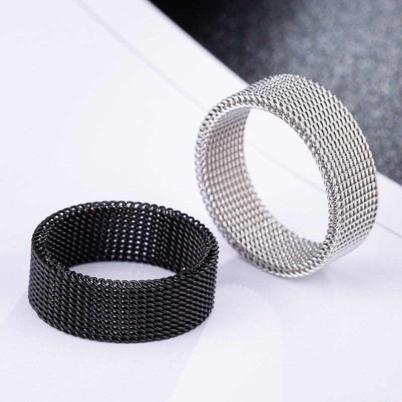 Mens Mesh Wedding Band Stainless Steel 8mm