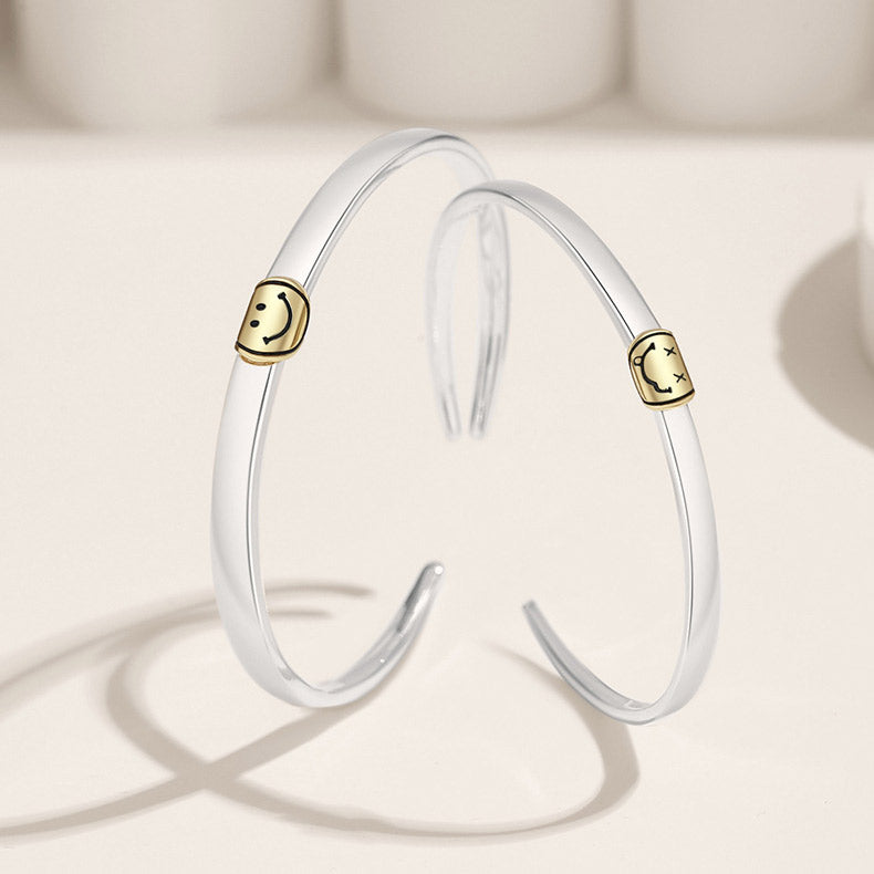 Cute Engraved Couple Bangle Bracelets Set