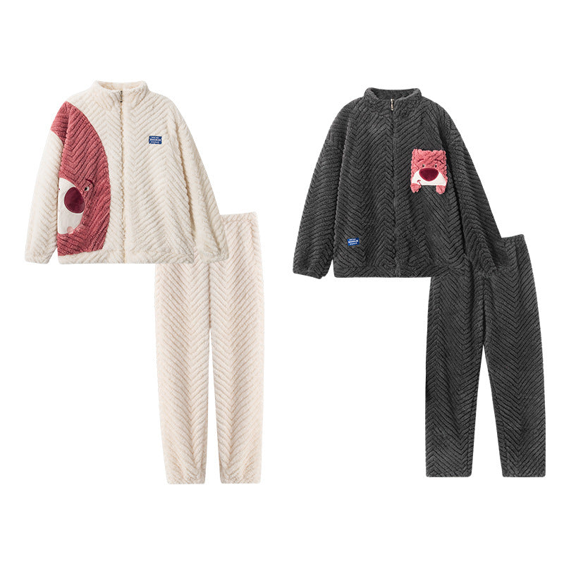 Couples Matching Thick Fleece Pajamas Set