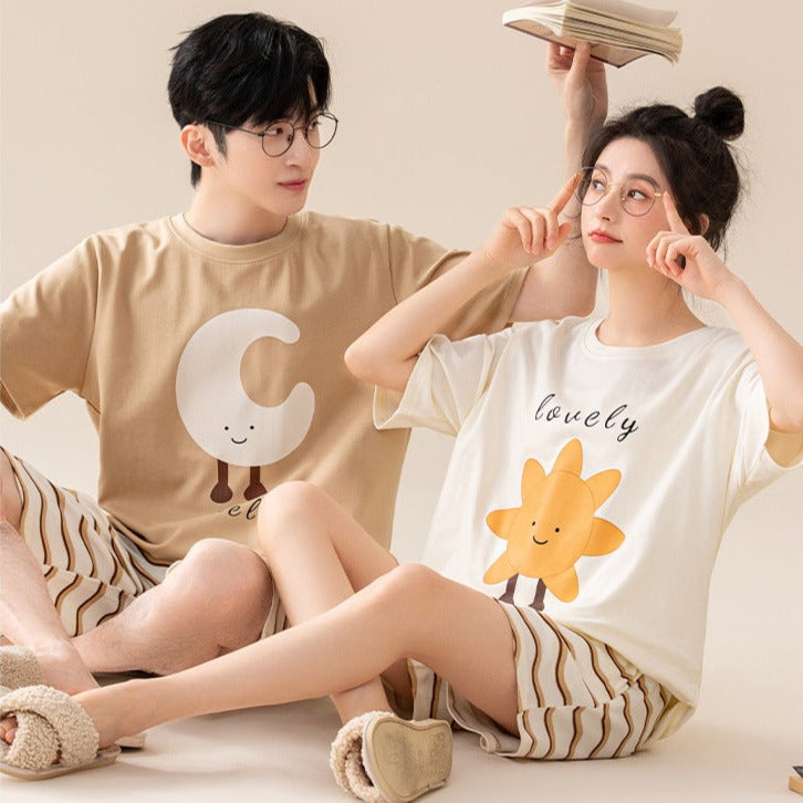 Matching Summer Pajamas for Men and Women 100% Cotton