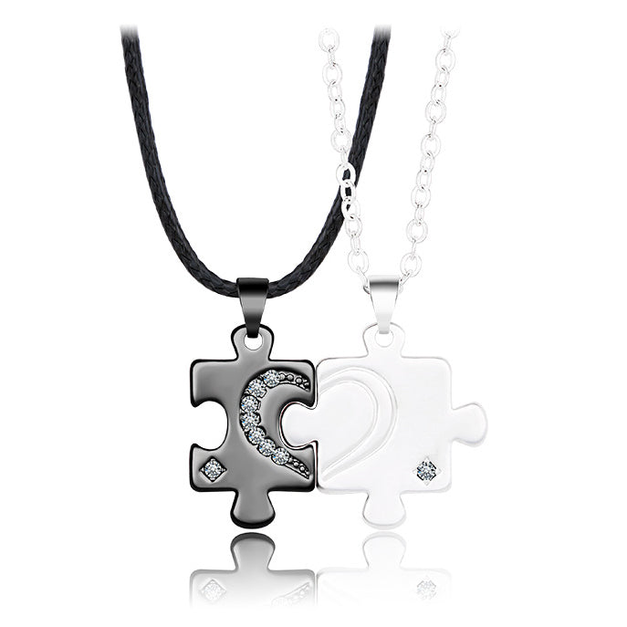 Engravable Puzzle Necklaces Set for Couples