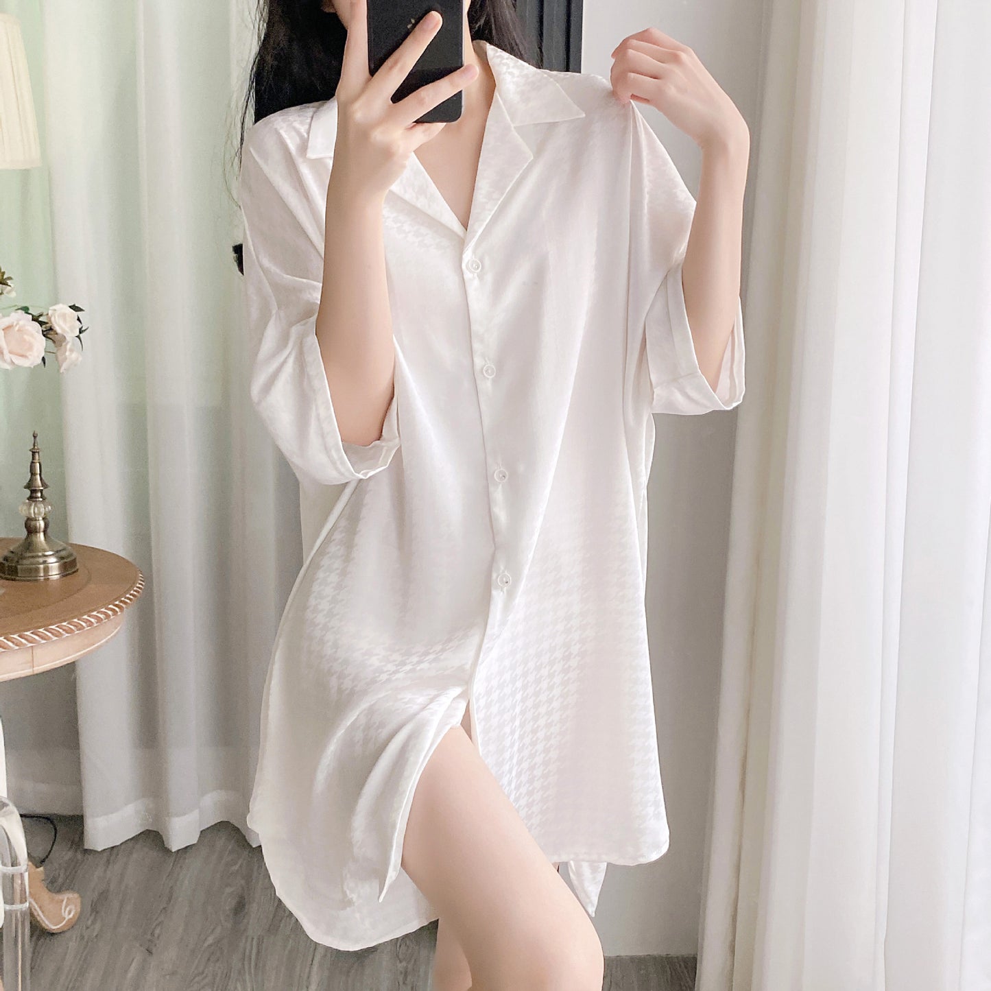 Chic Jacquard Nightshirt for Women - Gullei
