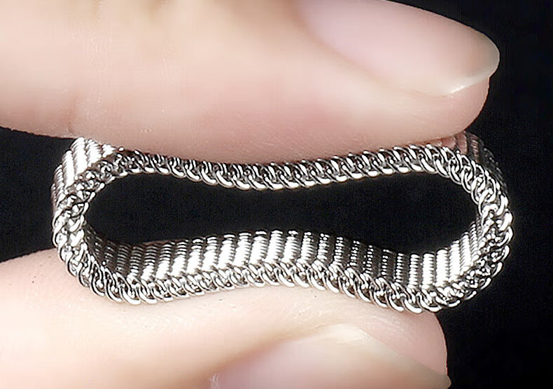 Mens Mesh Wedding Band Stainless Steel 8mm