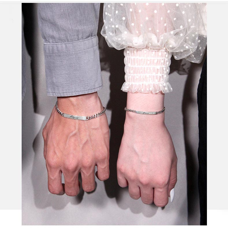 Always Engraved Couple Promise Bracelets Set