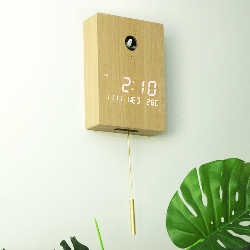 Digital Led Modern Pendulum Wooden Clock