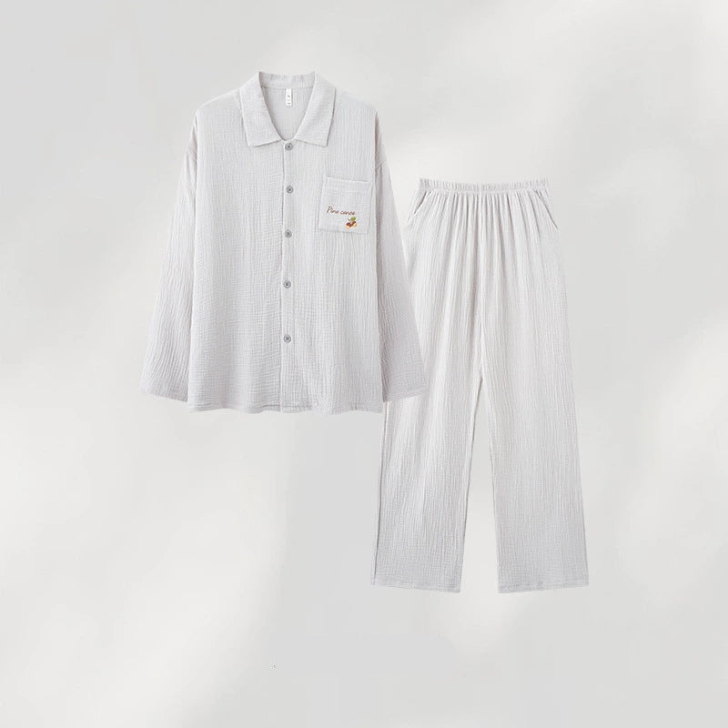 Gullei™ Pajamas Set Long Sleeve Button-front 100% Cotton