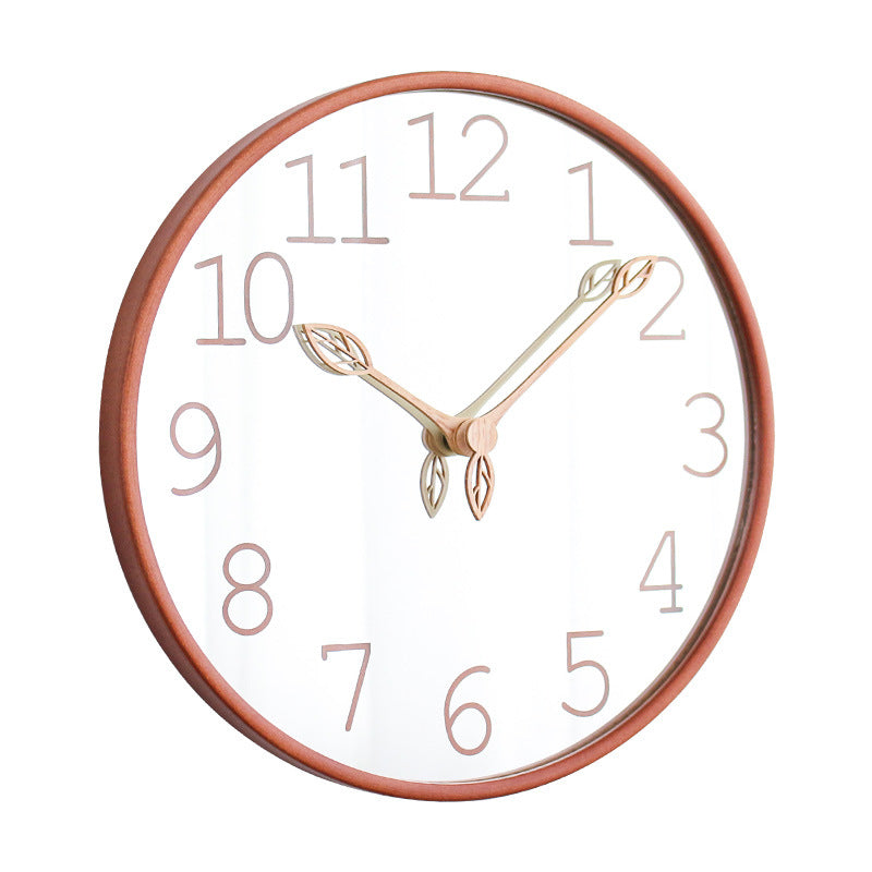 Nordic Mirror Silent Wall Clock – Solid Wood, 12"