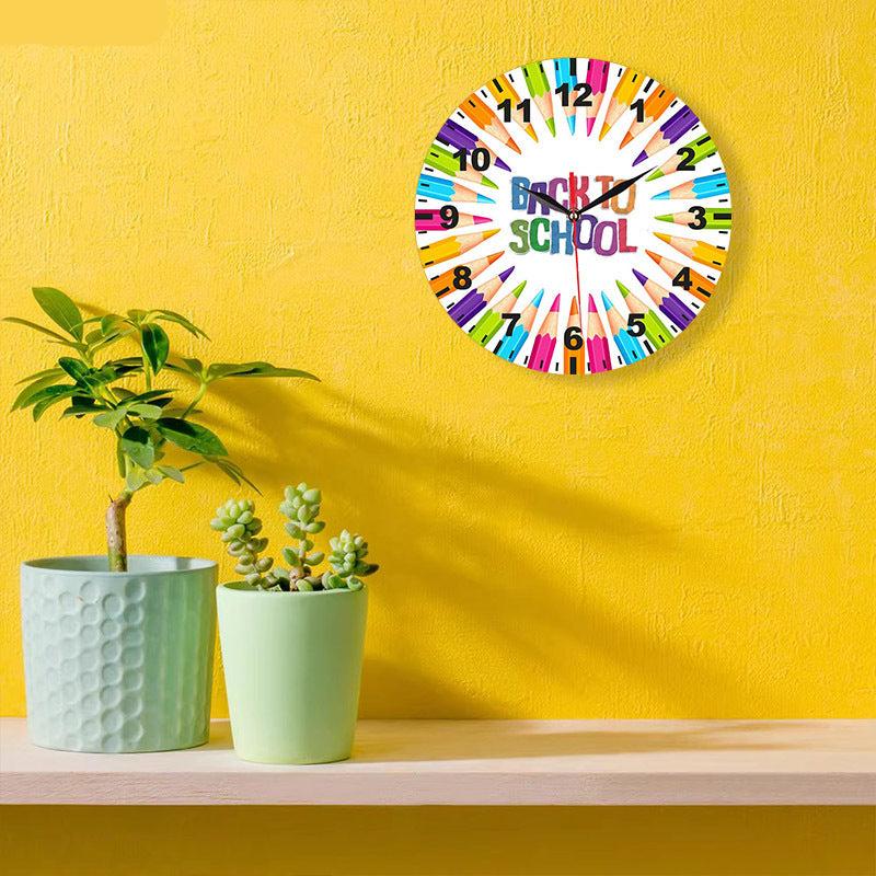 Back to School Silent Wall Clock for Kids Bedroom – Fun & Educational Design