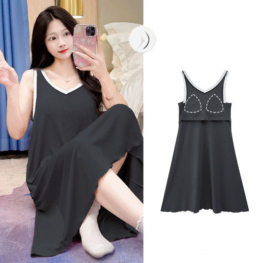 Long Nightwear with Breast Pad Organic Cotton