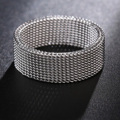 Mens Mesh Wedding Band Stainless Steel 8mm