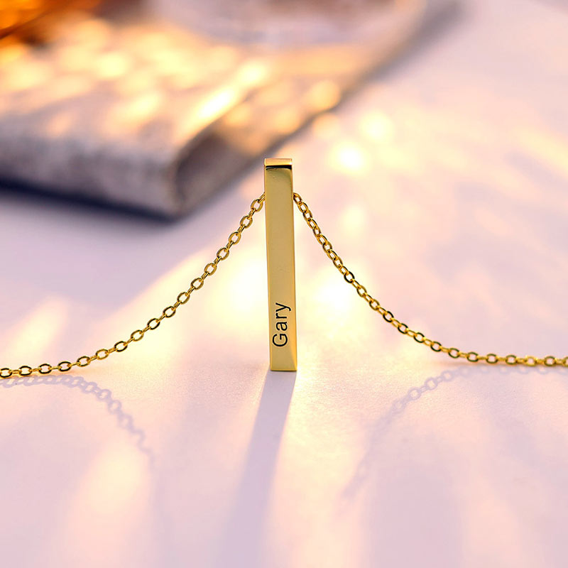 Custom Engraved Bar Name Necklace