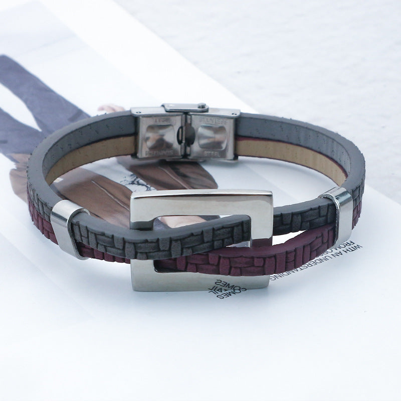 Personalized Mens Bracelet PU Leather