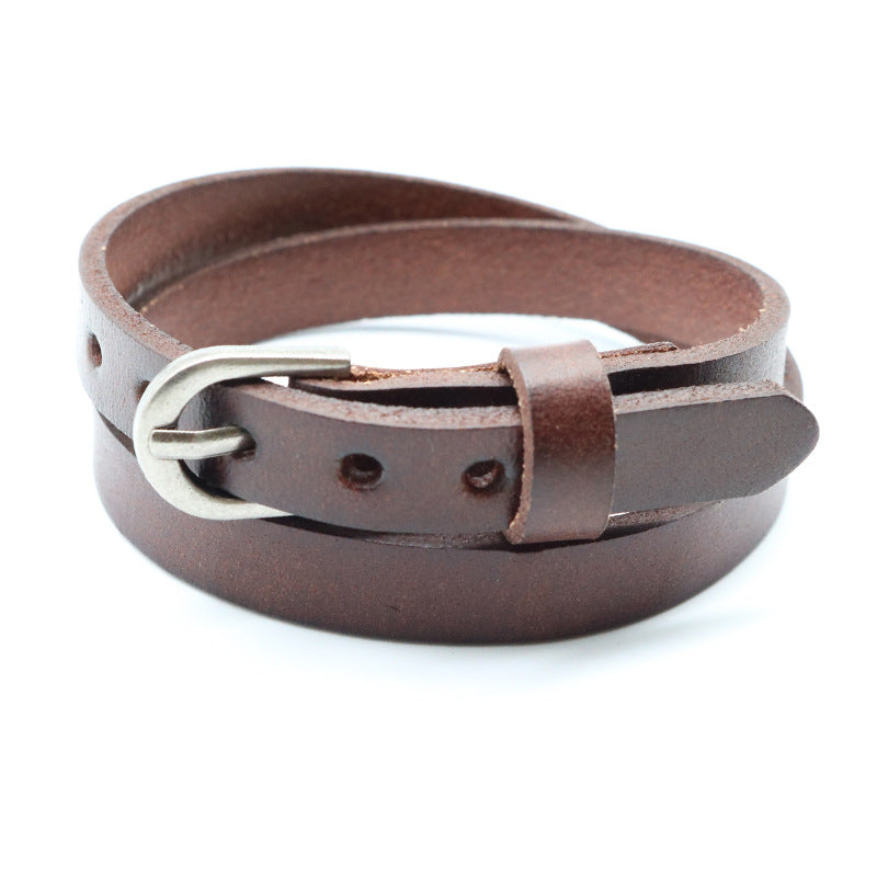 Double Wrap Mens Bracelet 22cm Leather