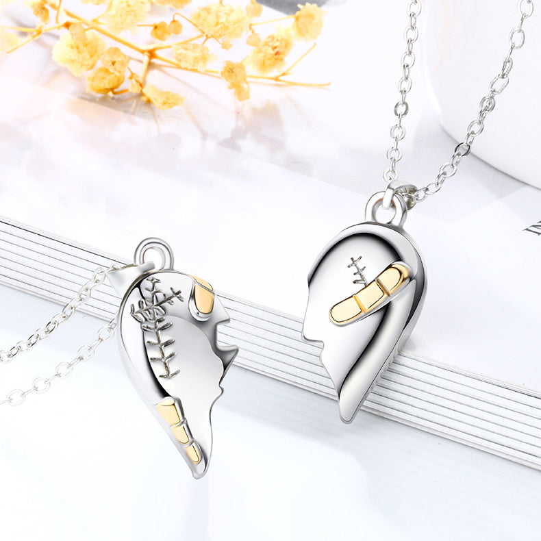 Magnetic Half Hearts Fun Couple Necklaces Gift Set