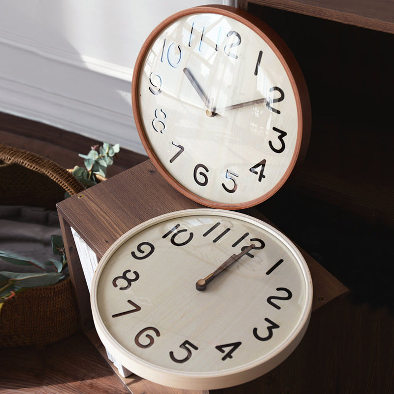 Nordic Silent Wall Clock – Solid Wood, 12" (Non-Ticking)