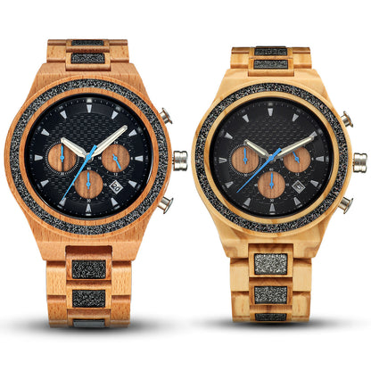Multifunctional Matching Wood Couple Watch Set