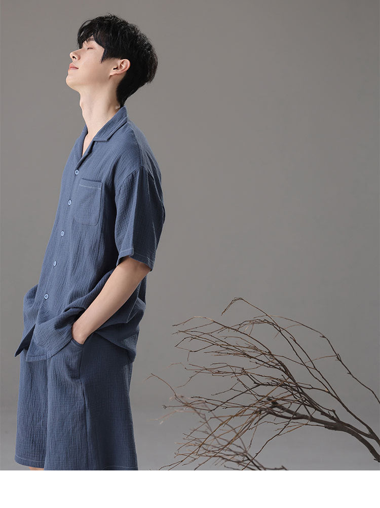 Classic Cotton Couple Pajamas - Soft Short Sleeve Set