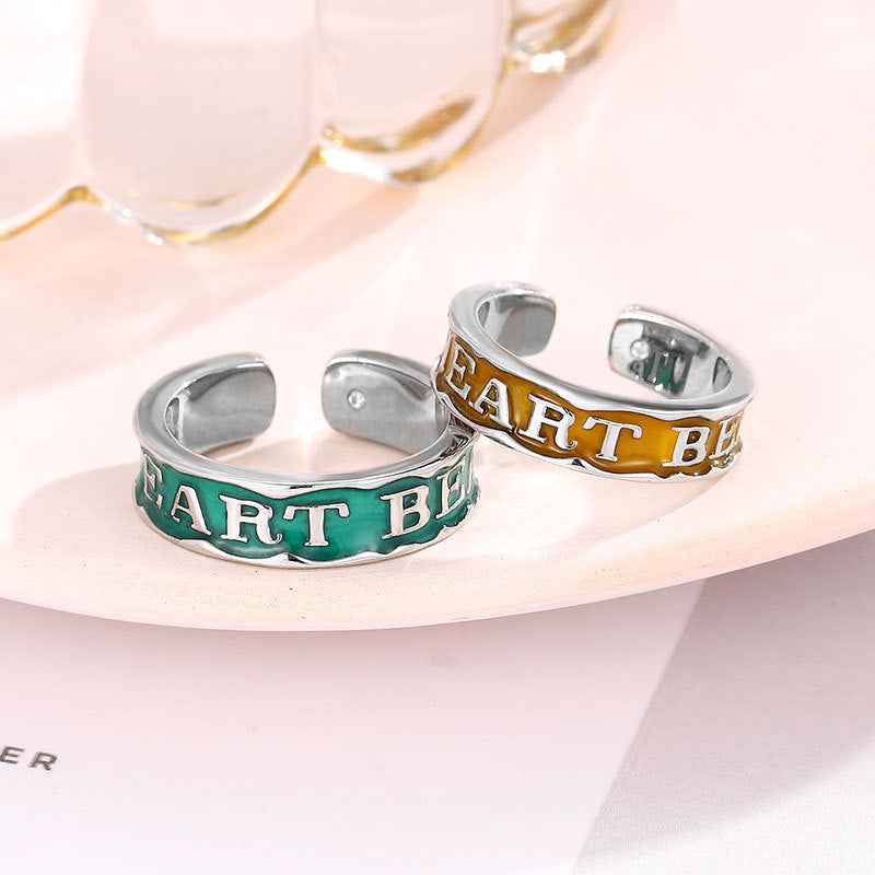 Heart Beat Night Glow Matching Promise Rings for Two