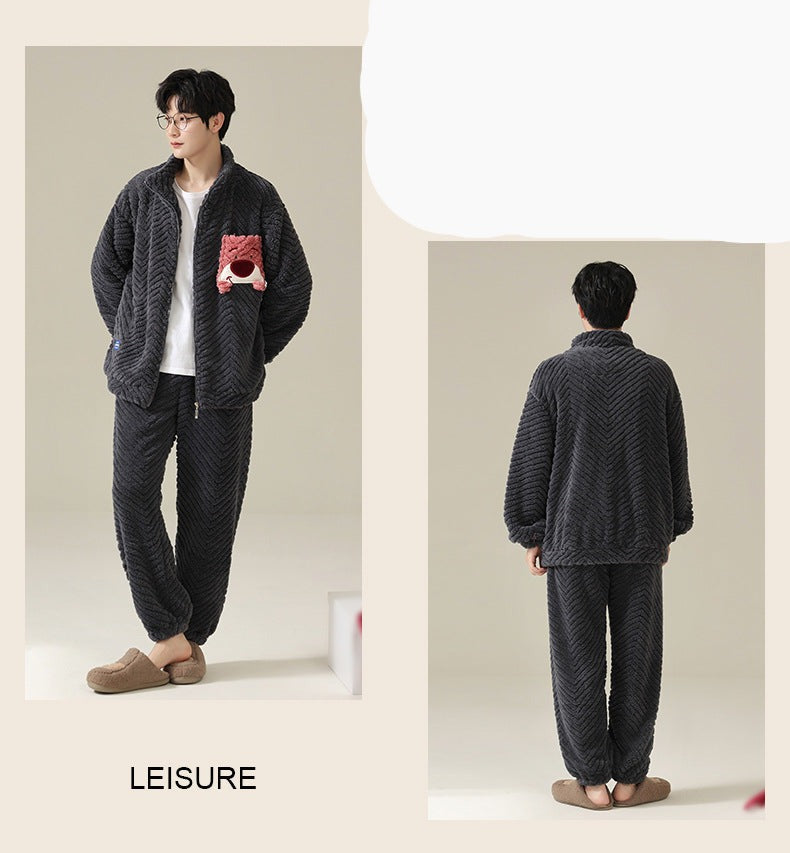 Couples Matching Thick Fleece Pajamas Set