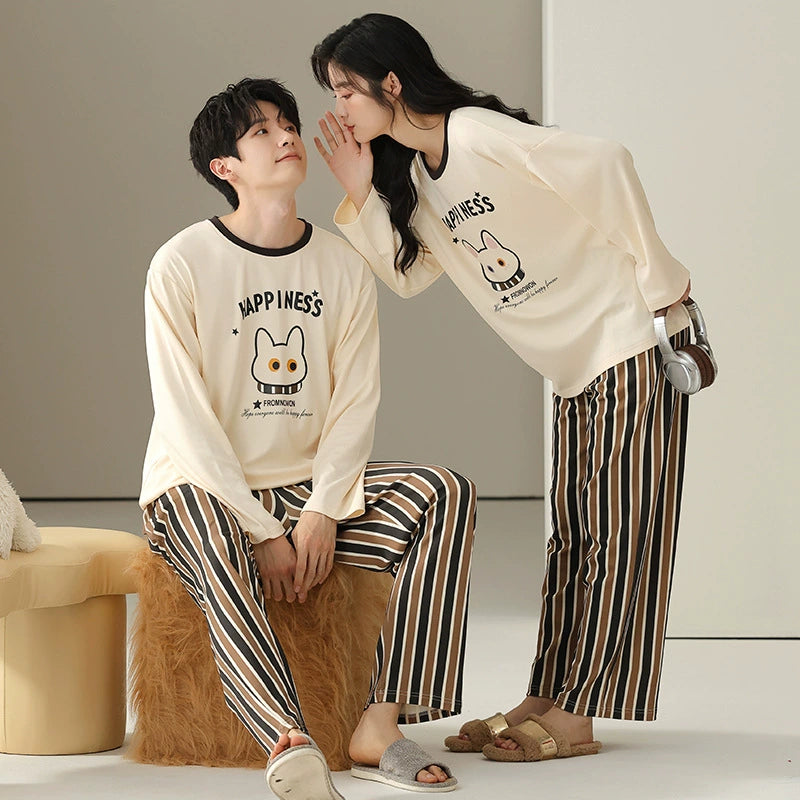 Pullover Pajamas Set Long-Sleeve 100% Cotton