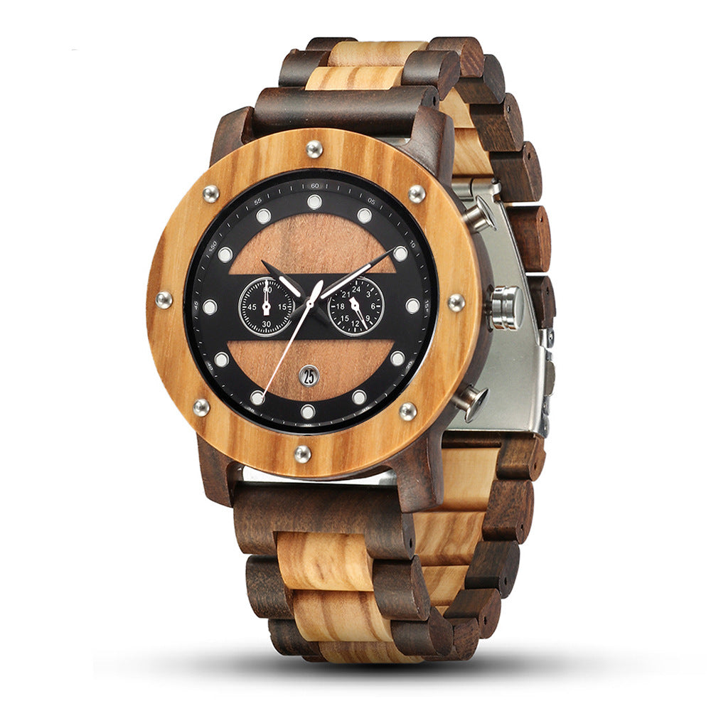 Mens Wooden Analog Watch with Customized Engraving