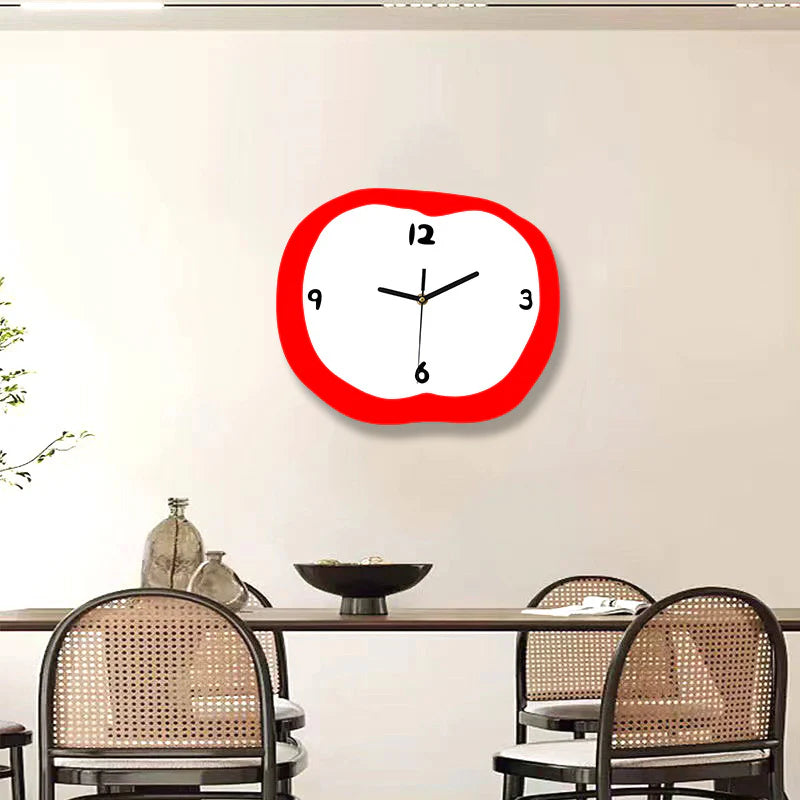 Odd Apple Shaped Silent Wall Décor Clock – Playful & Whimsical Design