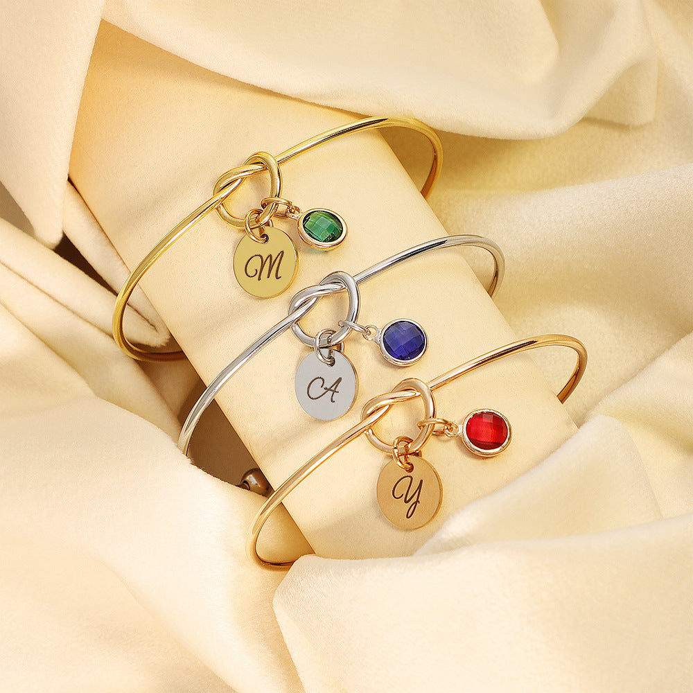 Name Initial Birthstone Charm Bracelet